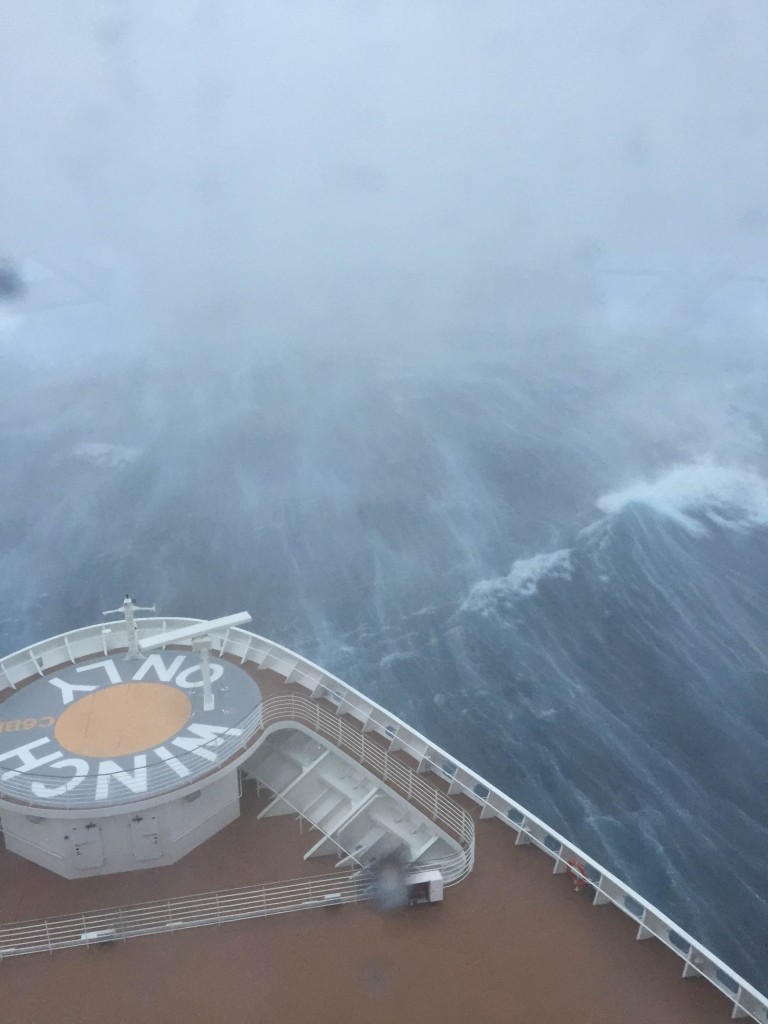 front of cruise ship in deep waves