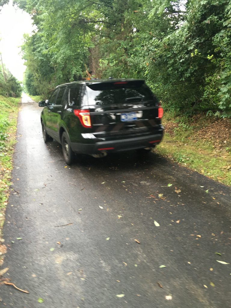 Police Car on Pennsy Trail recently